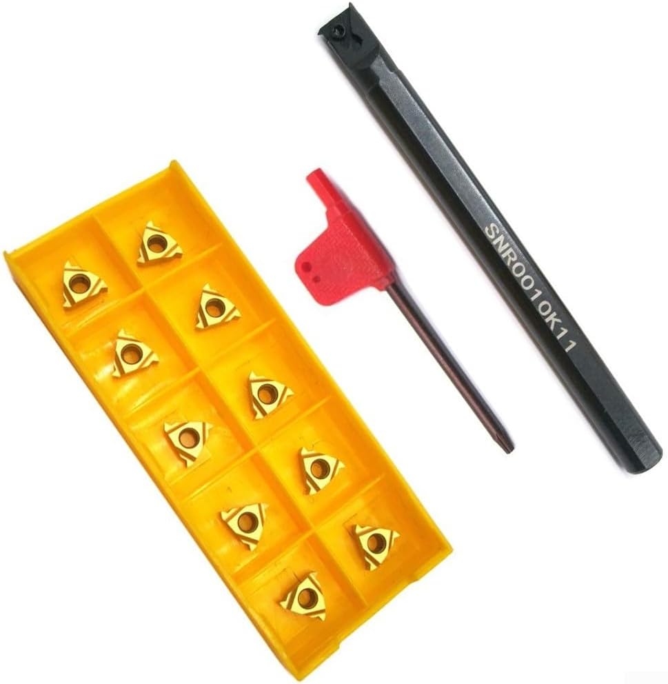 SNR0010K11 Lathe Threading Holder with 10pcs 11IR A60 Carbide Inserts, 125mm Alloy Steel Boring Bar Kit CNC Turning Right Hand