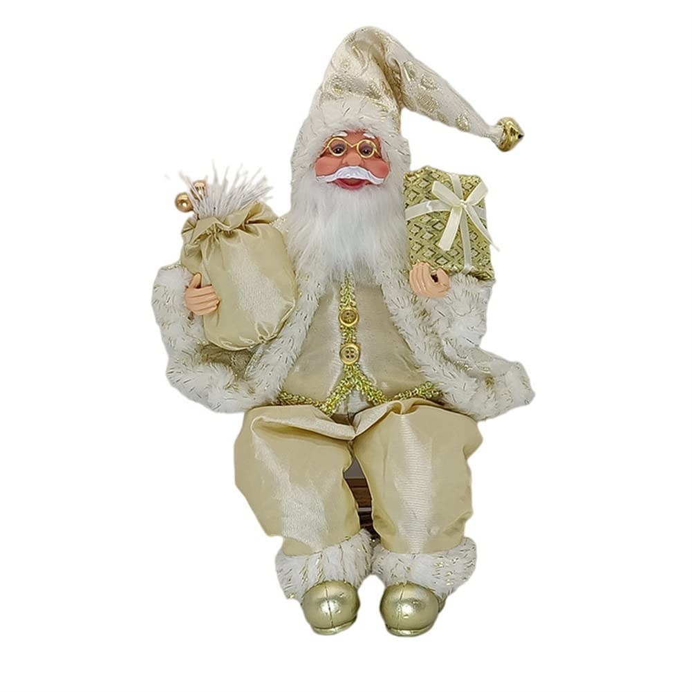 Nuziku B Father Christmas Figures,35Cm Sitting Christmas Santa Figures With Gift Ag And Prop,Handmade Exquisite Santa Claus Figures Christmas Ornaments For The Home Office Table Display