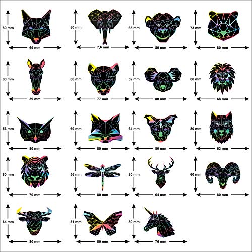 Finest Folia 19 adesivi olografici con animali in