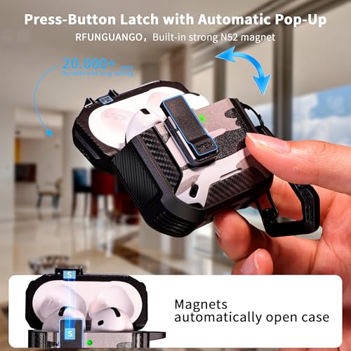 Image of RFUNGUANGO for AirPods 5 /4 Case (2026 /2024) with Lock, Camouflage