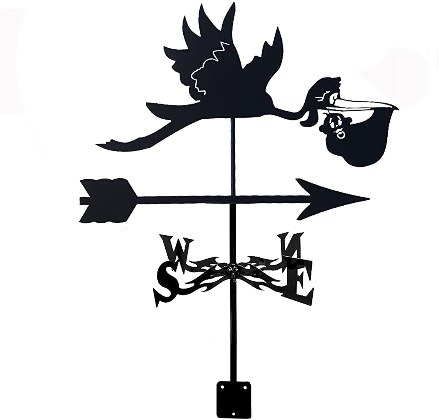Weathercock Direction Indicator Weathervane Angler Swan Fairy Weather Vane Stainless Steel with Mounting Bracket for Garden Patio Yard Ornament Fairy