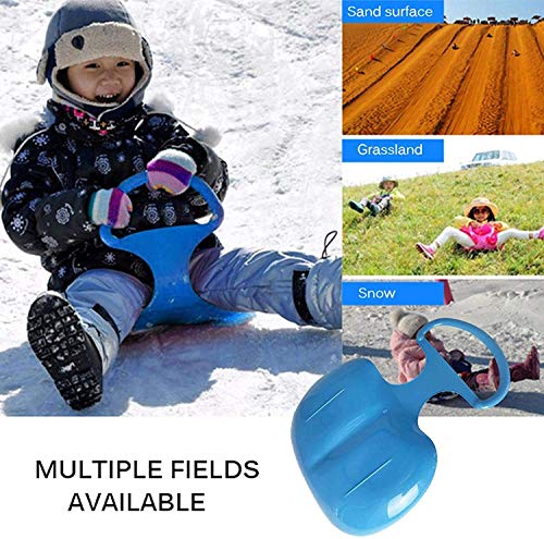 Snow Sled Board, Heavy Duty Plastic Skiing Boards Downhill Sled Snow Grass Sand Board Ski Pad Snowboard Luge for Kids Adults, Freeze-Proof & Wear-Resistant for Winter Outdoor Sports (Blue)
