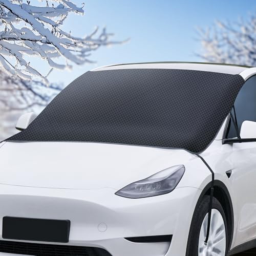 Petgulu Car Windshield Cover, Heavy Duty Ultra Thick Protective Windscreen Cover Winter - Snow Ice Frost Sun UV Dust Water Resistent - Universal Fit for Cars SUV