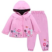 LZH Baby Girls Raincoat Suit Waterproof Hooded Coat Jacket & Trousers Outwear, 2-3 Years(110), Pink