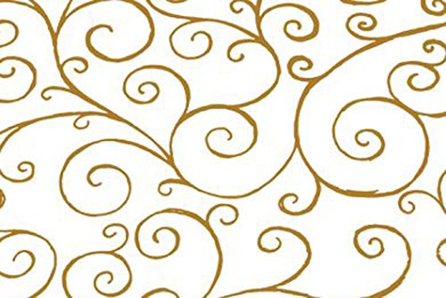 100m x 80cm Scroll Swirl Design Print - Gold on Clear Cellophane Film Wrap Roll - 100 Metres - BUMPER WHOLESALE ROLL