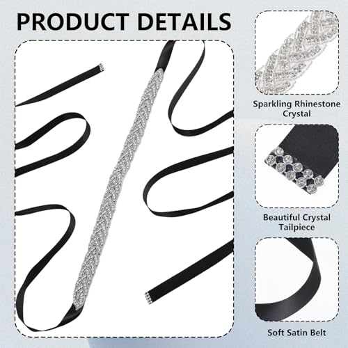 Plus Size Rhinestone Belt,Rhinestone Belt for Formal Dress, Fashion Sparkly Belts for Women, Bridal Belts for Wedding Dress,for Denim Skirt, Women's Accessories Decoration,Black3