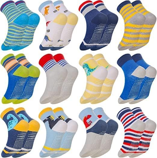 Image of Non Slip Kids Toddler Socks with Grip, Assorted Prints, Socks for Babies to Toddlers, Anti Skid Socks, Crawling Socks with Grippers (colors and designs as per availibility)
