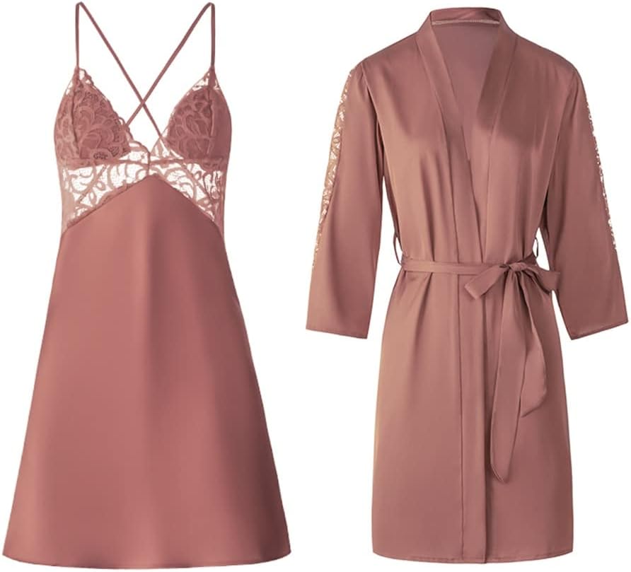 Ster nightdress female thin ice silk nightgown lace with chest mat pajamas suit home