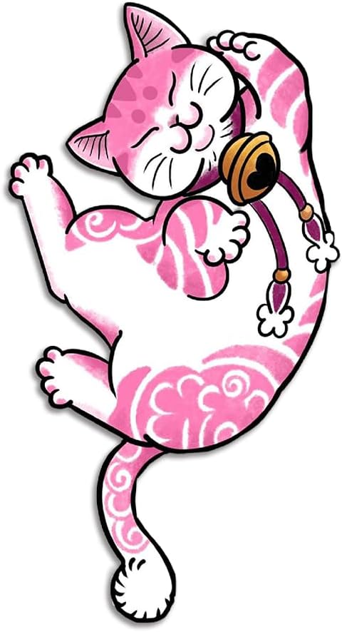 Kawaii Ramen Colorful Waterproof Vinyl Decals for Skateboard Laptop Cars Trucks Phones Windows and More (Irezumi Neko)