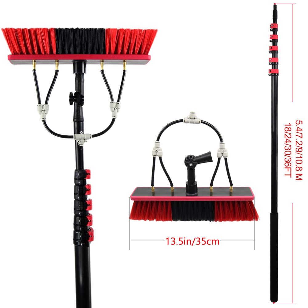Kit Pulizia Pannelli Fotovoltaici, 3.6-108M, Set di Lavaggio per Detergente per Pannelli Solari Attrezzatura per la Pulizia di Aste Telescopiche per Pulizia di Pannelli Fotovoltaici (5.4M)