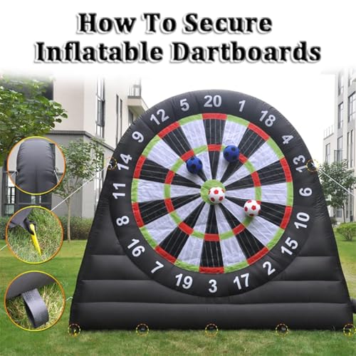 VFMVOYNZ Aufblasbare Fußball-Dartscheibe, tragbare Fußball-Trainingshilfe mit Gebläse und 8 aufblasbaren Bällen für Outdoor-Sportspiele und Kick-Dartboard-Spiele, Selbstklebende Darts – Bild 4