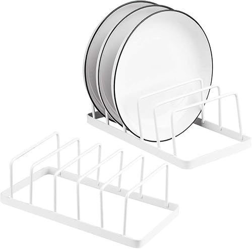 Miniatura 1 de Tomorotec Paquete de 2 escurridores de almacenamiento de platos de acero aleado, soporte para tapa de olla de cocina, escurridor de platos,