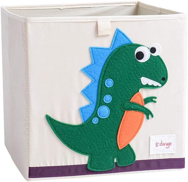 Cabilock 33x33x33cm Toy Storage Bin Dinosaur Pattern Boys and Girls Book Organizer Foldable Storage Container Pp Board Fabric