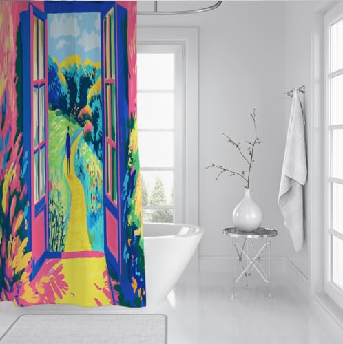Rideau de douche anti éclaboussures en polyester bleu pour garder le sol sec