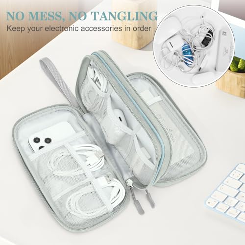 Image of FYY Electronic Organizer, Travel Cable Organizer Bag Pouch Electronic Accessories Carry Case Portable Waterproof Double Layers Storage Bag for Cable, Charger, Phone, Earphone, Medium Size, Mint Green