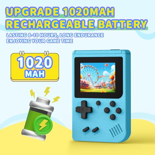 Image of Portable Video Game Console Built-in 400 Video Games, Plug and Play Retro Handheld Emulator with 3.0 Inch Screen, Mini Travel Retro Gaming Consle, Lake Blue