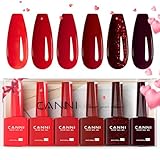 CANNI 6Pcs 9ml Hema-Free Red Gel Nail Polish Set- Dark Red Burgundy Glitter Gel Polish Kit DIY at Home Salon Christmas New Year's Gifts for Girls