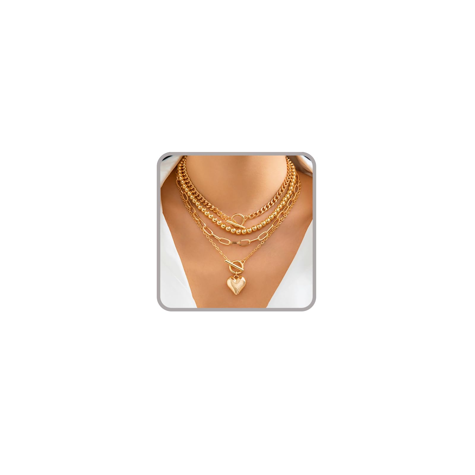 Chunky Gold Necklace for Women Layered Paperclip Chain Necklace
