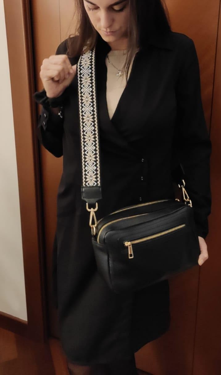 Mauro Pelletteria Borsa a tracolla da donna media con due scomparti e due tracolle removibili e intercambiabili vera pelle Made in Italy