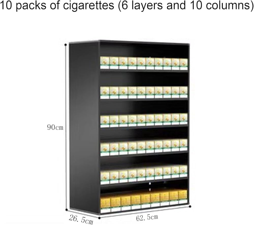 Aluminium Cigarette Display Holder Automatic Cigarette Case Pushers Rack Matchbox Display Cabinet Wall Mounted Retail Stores Cigarette Rack for Supermarket Convenience S(Size:62.5x26.5x90cm)