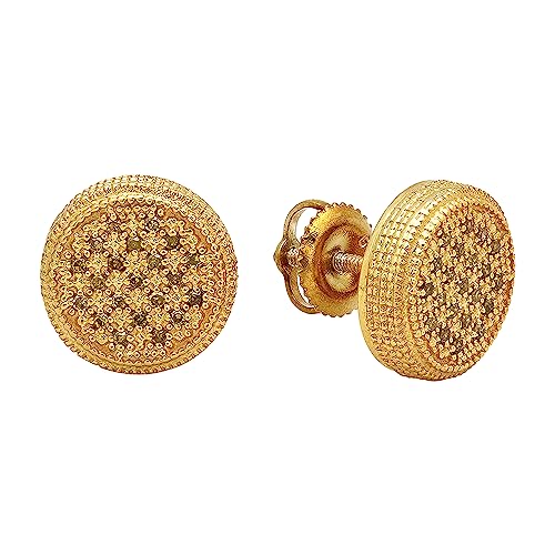 Dazzlingrock Collection 0.15 Carat (ctw) Round Yellow Diamond 10.7mm Cluster Studs in Yellow Gold Plated Sterling Silver, Screw Back, Unisex Design Ladies, Mens Real Diamond Earrings