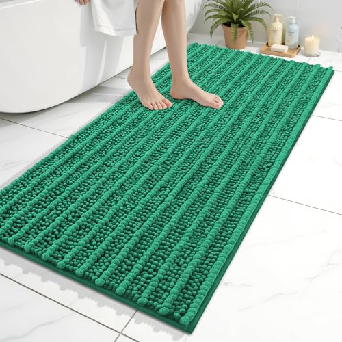 Image of Arotive Luxury Bathroom Ruuner Rugs 47x24, Extra Soft Thick Absorbent Shaggy Chenille Bath Rugs, Machine Wash Dry, Bath Mats for Bathroom Floor, Tub and Shower, Home Decor Accessories, Emerald