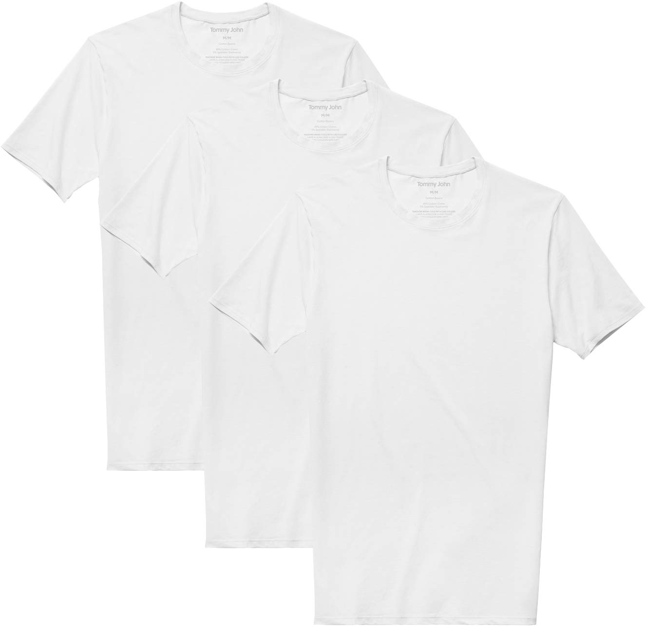 Tommy JohnMen's Slim Fit Crew Neck Undershirt, Cool Cotton Fabric, Slim Fit T-Shirt with Stay Tuck Design