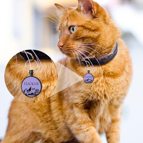 YEHANTI Hundemarke mit Gravur, Leise Silikon Hundemarke Personalisiert mit Name, Telefonnummer und Adresse Graviert für Hunde Katzen, Leicht und wasserdicht, Bergmuster-Designs