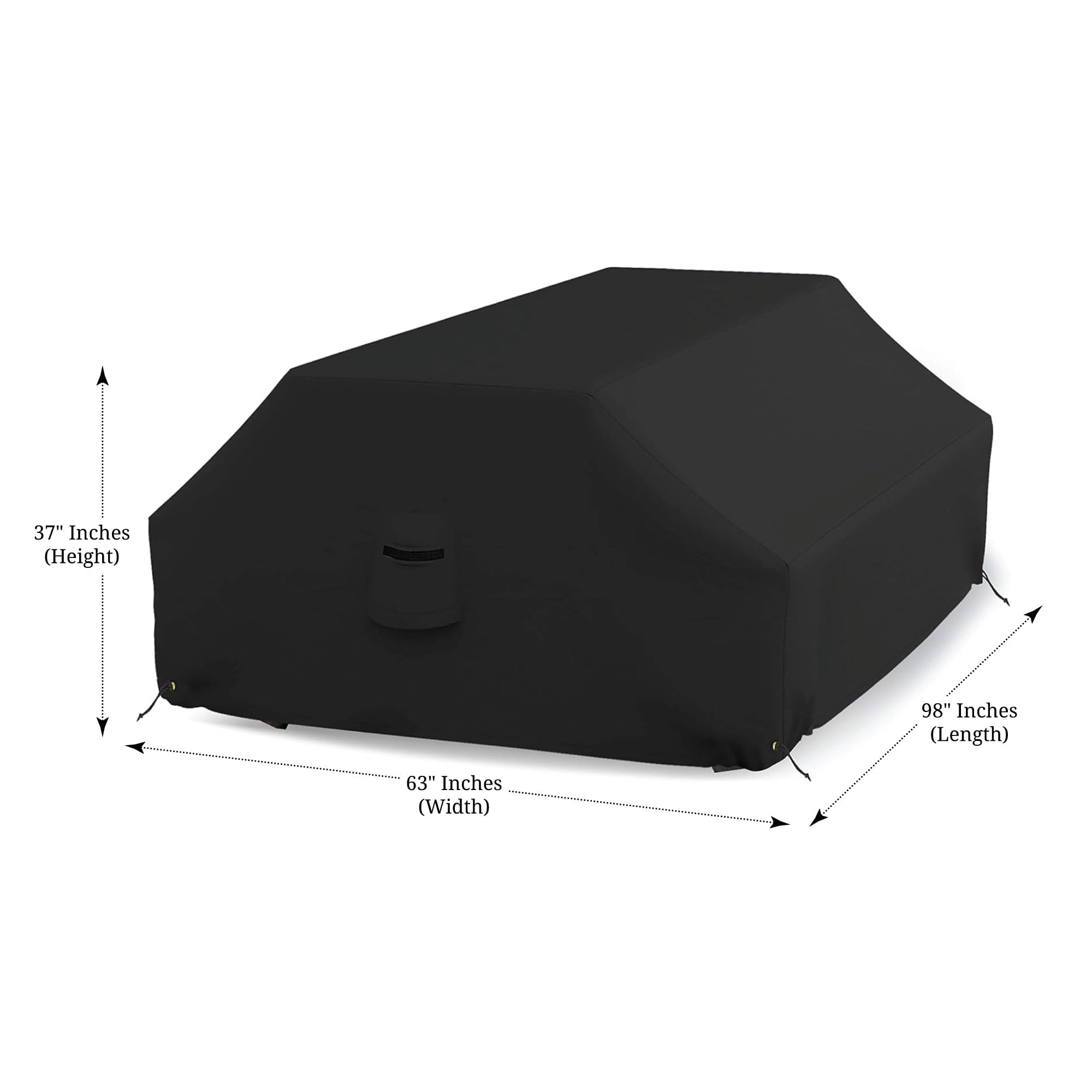 Covers & all Picnic Table Cover, 12 Oz Waterproof UV & Weather Resistant Protector, Outdoor Patio Table Bench Outside Furniture Cover with Air Vents & Drawstrings (98”L x 63”W x 37”H, Black)