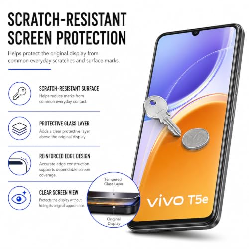 Image of FIRST MART Tempered Glass for Vivo T5e, 9H Full-Glue Screen Protector, 3D Edge-to-Edge, HD Clear, Oleophobic, Case-Friendly, Black, Pack of 1