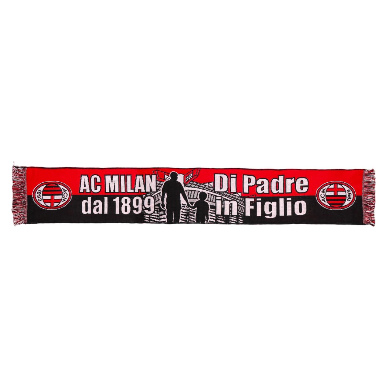 AC Milan Unisex Official AC Milan Jacquard Scarf (Pack of 1), red/black, One Size