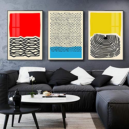 Affiche d'art mural géométrique abstrait 70x100 cm triptyque salon