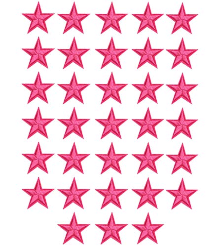 MSCFTFB 33 Pieces Assorted Colors Small 5 Star Iron on Patches Sew Embroidered Patches Appliques Embellishments for Clothing Jackets Backpack Repairing Decorations (Rose)
