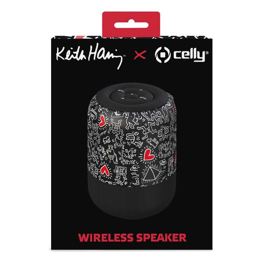Celly x Keith Haring Speaker Bluetooth Potente 5W, Cassa Stereo Bluetooth Autoportante con Motivo Iconico, Altoparlante Bluetooth Portatile con Connessione WiFi, Ricarica USB-C, Controllo Remoto