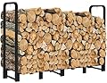 Artibear Firewood Rack Outdoor 8ft Heavy Duty Logs Holder for Indoor Fireplace Metal Wood Pile Storage Stacker Organizer, Matte Black