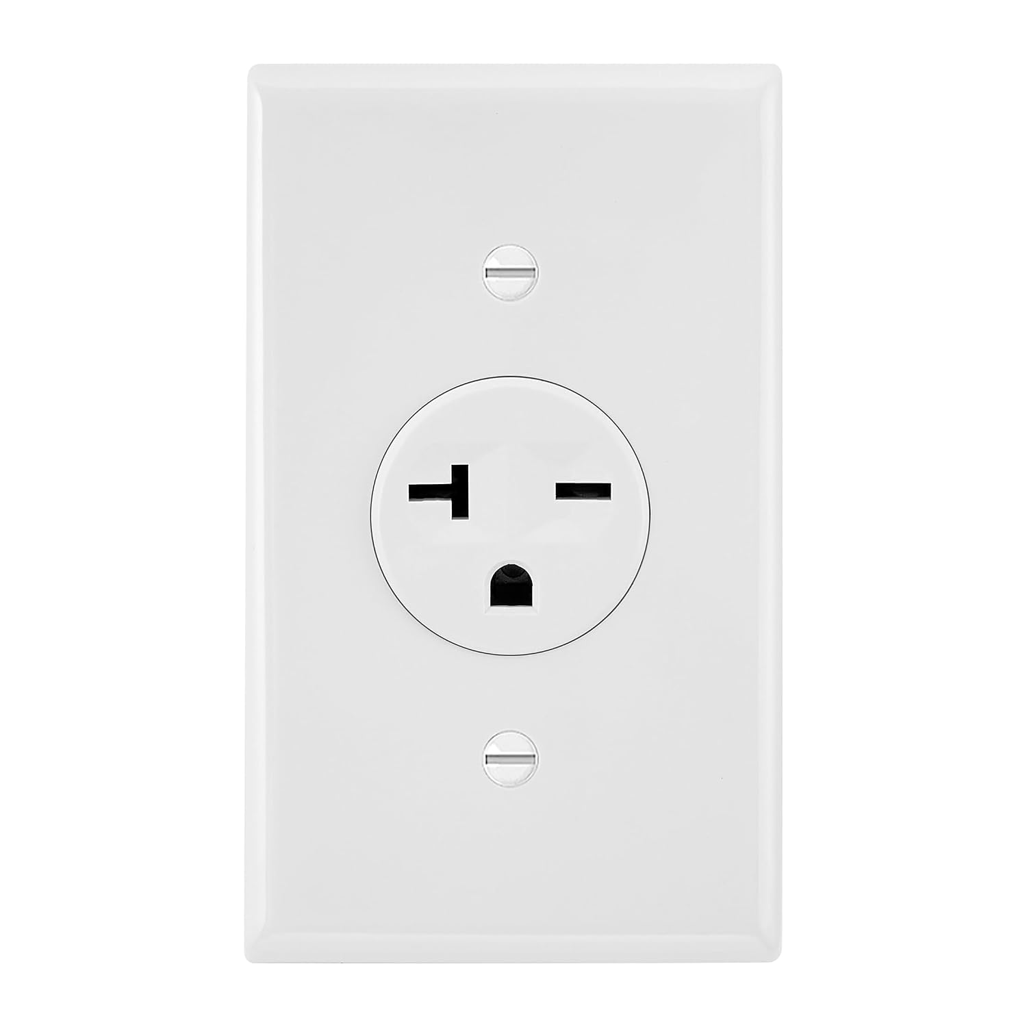 Maxxima 20A Single Receptacle Outlet - 2 Pack, 250 VAC Commercial Grade White Electrical Outlet for Appliances, NEMA 6-20, UL Listed, Wall Plates Included, Ideal for Construction and Renovations