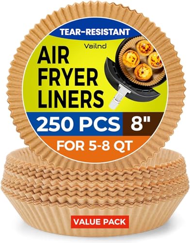 Image of 250 Pcs 8 inch Round Air Fryer Liners Disposable for 5-8QT