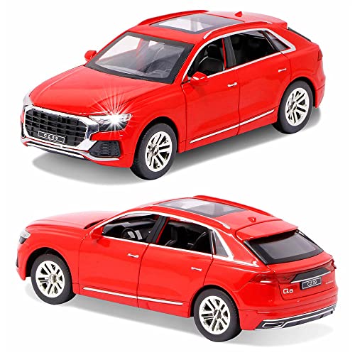 Image of 1:32 Diecast Metal Car Model Q8 Toy Cars for Kids Pull Back Openable Doors with Light Sound