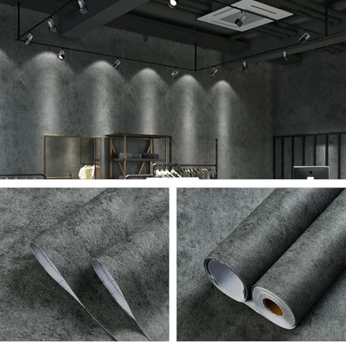 Papier peint gris ciment rouleau autocollant renovation sans colle - 4