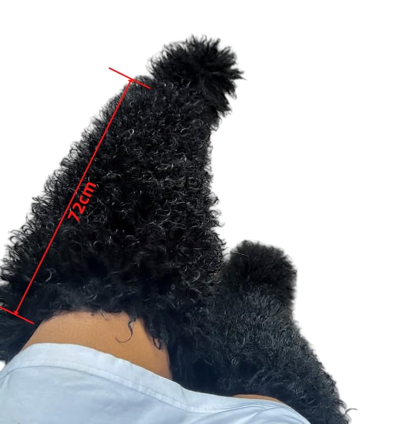 Black Thigh High Fur Boots, Over the Knee Fluffy High Boots, Tall Furry shoes for Women2