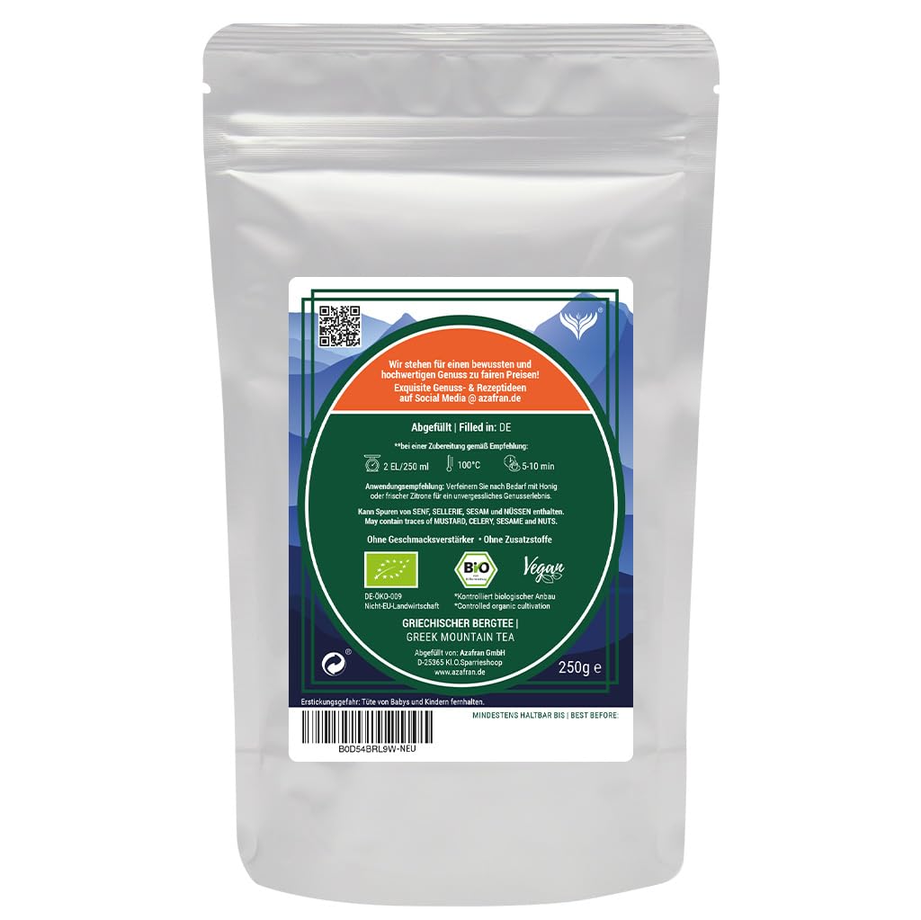 Azafran BIO Griechischer Bergtee lose, Kräutertee (Sideritis Scardia) aus Griechenlands Bergen 1kg