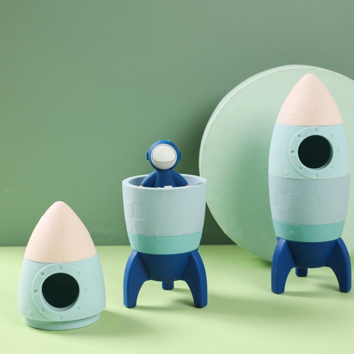 Cohete Juguete de Silicona, 1 Juego Apilable Azul para Niños y Pequeños