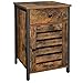 VASAGLE Mesa Lateral con Cajón, Mesa de Extremo para Espacios Pequeños, Puerta con Persiana, para Dormitorio, Sala de Estar, Marco de Metal, Estilo Industrial, Marrón Rústico y Negro LET063B01