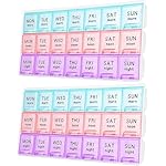 Large Weekly Pill Organizer 3 Times A Day,Travel Pill Cases Moisture-Proof 7 Day Pill Contaner, Portable for Pills Vitamin Fish Oil Supplements,Medicine Organizer2Pack