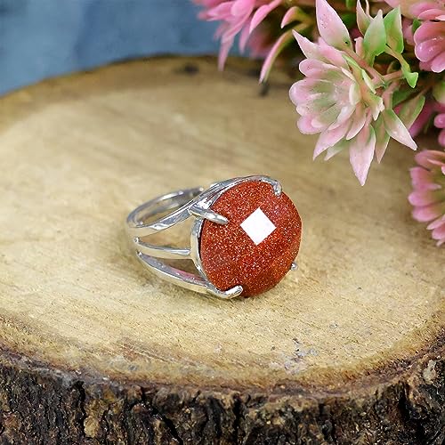 Image of Reiki Crystal Products Adjustable Rings, Round Cutting, Amethyst, Black Tourmaline, Goldstone brown, Green Jade, Lapis Lazuli, Opalite, Red Jasper, Rose Quartz, Tiger eye, Gemstone Ring