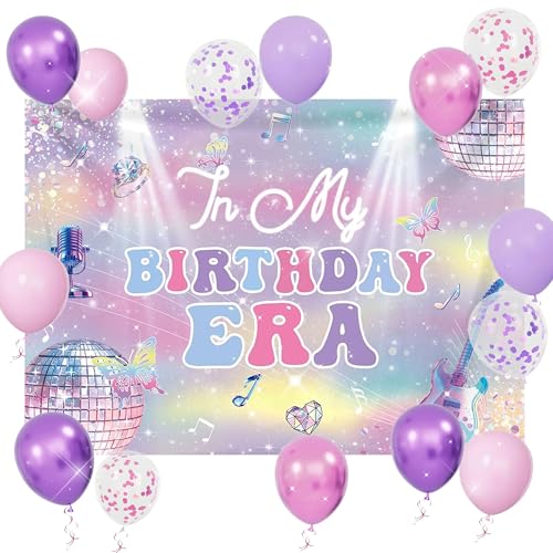 Fournitures de fête In My Birthday Era avec rideau photo et ballons pop
