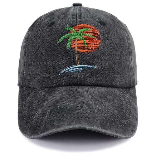 Image of Hawaiian Beach Vacation Essentials, Sun Visor Hats for Travel Accessories, Tropical Vacation Outfits for Men Women, Birthday Gift for Dad Mom (US, Alpha, One Size, Black)