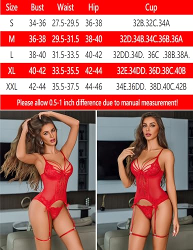 Avidlove Sexy Underwire Teddy with Garter for Women Strappy Cutout Lingerie - image 7