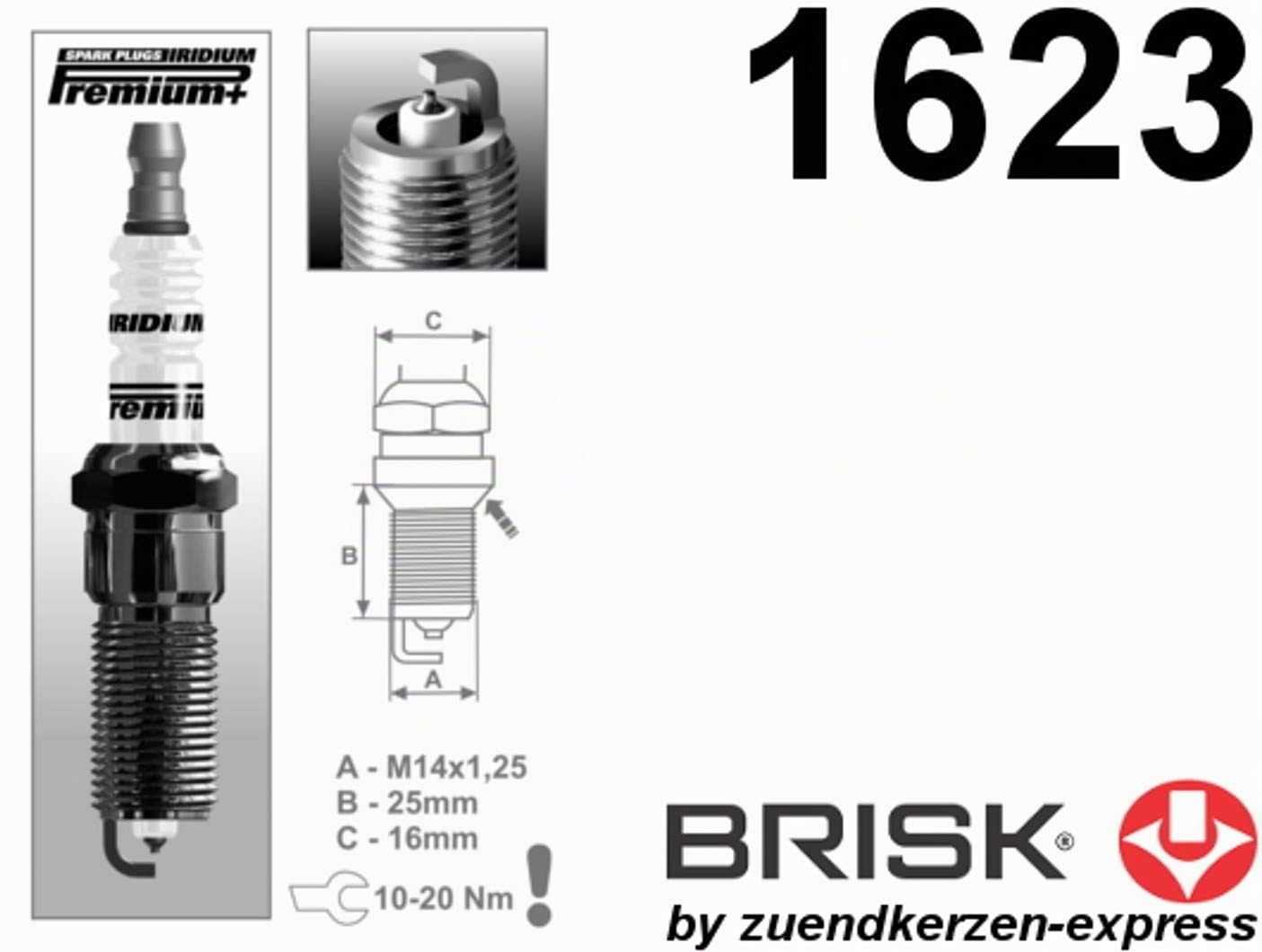 BRISK Iridium Premium+ Plus P5 RR15YIR-1 1623 Bujías de Encendido, 4 piezas