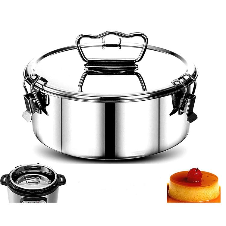Stainless SteelPudding Mold - Compatible with Instant Pot, Cheesecake Pan, Easy to Use Flan Pan for Baking with Water Bath